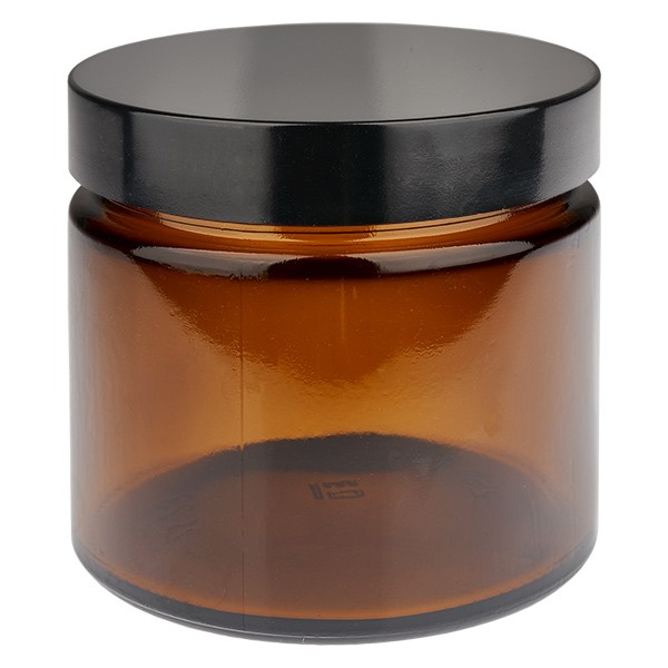 Vaso in vetro, marrone 260 ml, con coperchio in bachelite nera